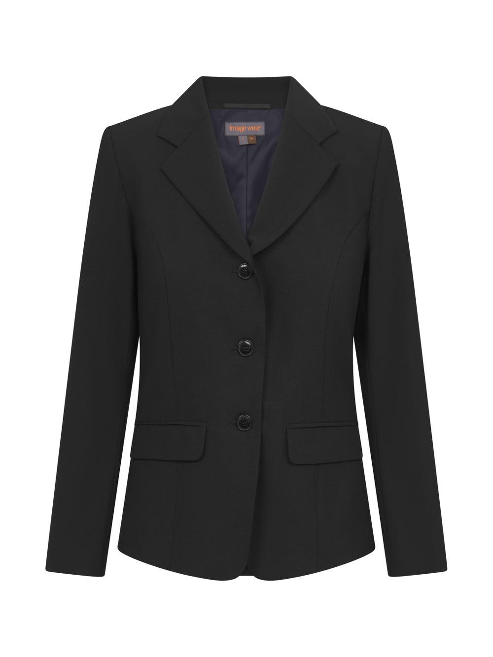 Kauniisti istuva klassisen mallinen naisten jakku/bleiseri kahdella alataskulla. Väri musta. Suljetaan kolmella napilla. Muotolaskokset. Sisäpuolella sileäpintainen vuori ja olkapäillä kevyet toppaukset.