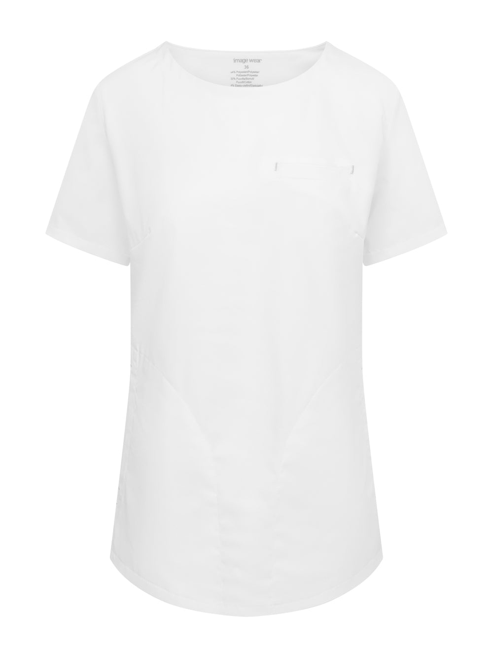 Valkoinen naisten toimipaikka/ hoitajan työpaita lyhyillä hihoilla