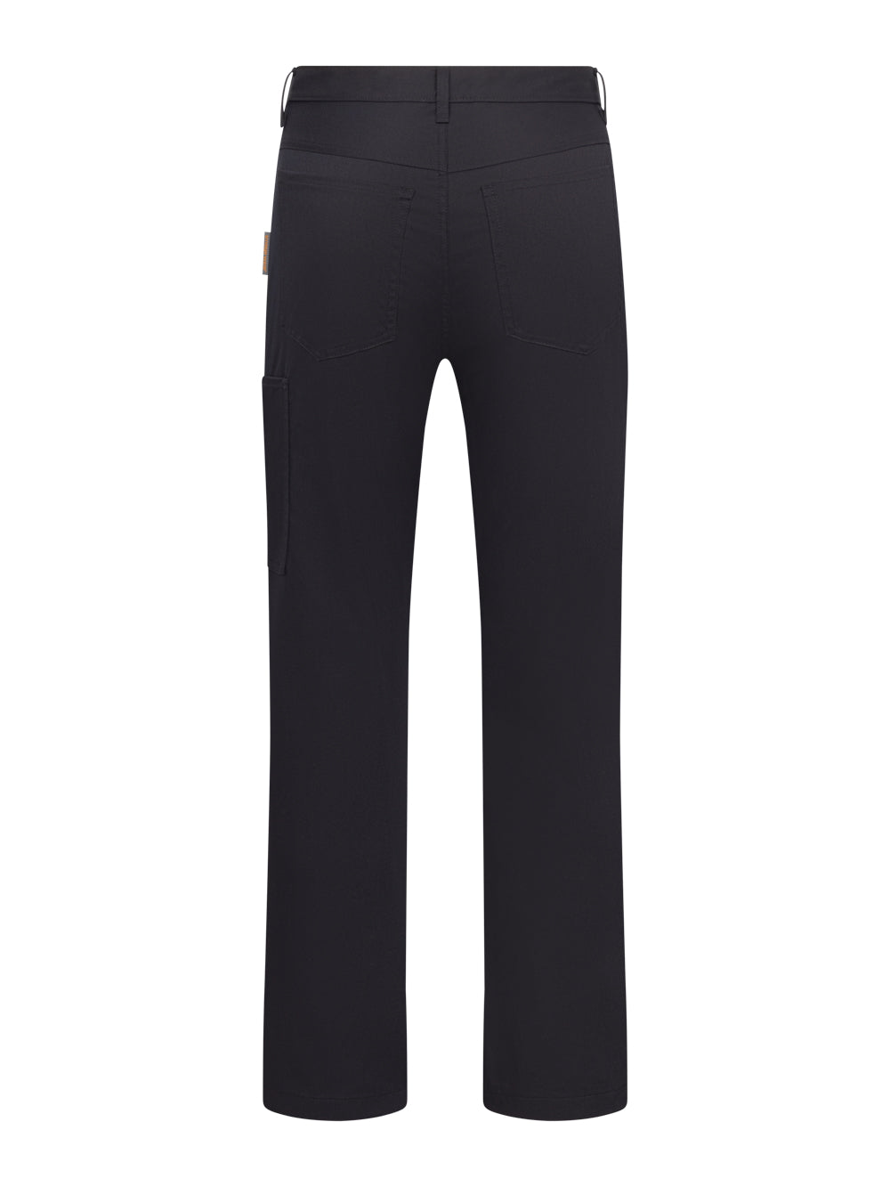 Tummansiniset miesten reisitaskuhousut takaapäin kuvattuna.