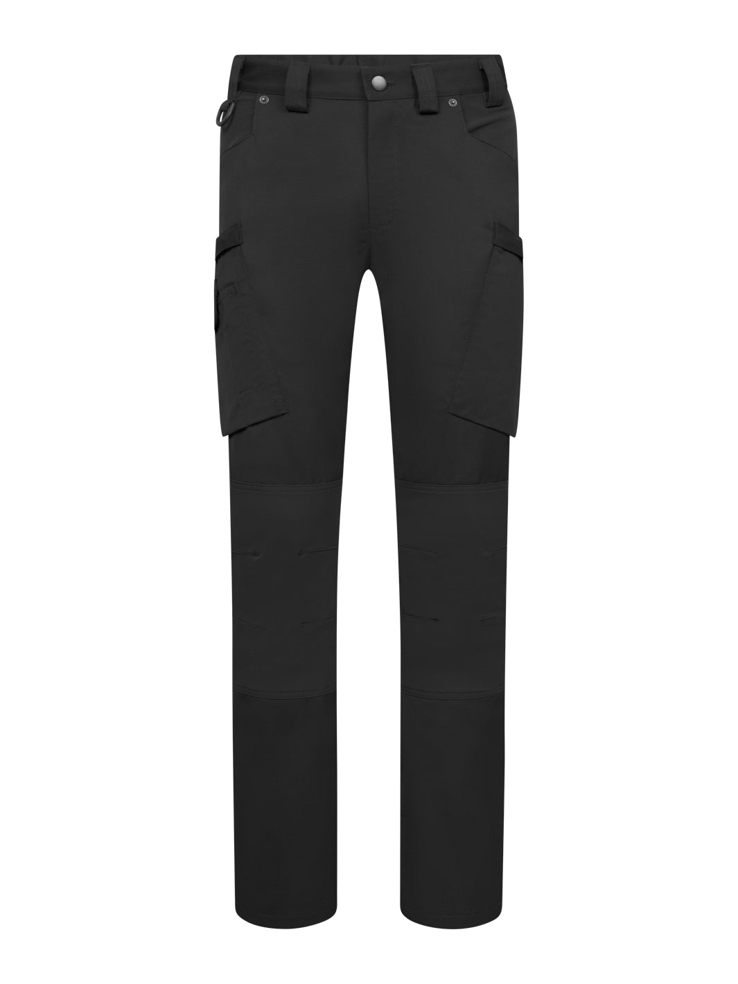 Miesten joustavat mustat reisitaskuhousut.