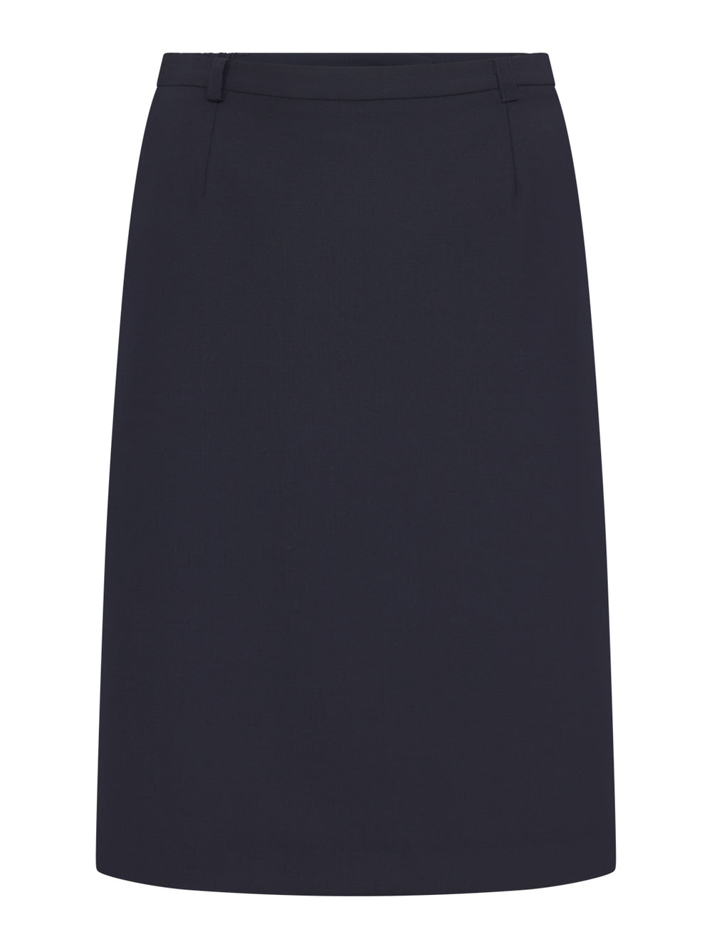 Naisten tummansininen kynähame. Koon 38 pituus 59 cm. Vyölenkit, sivutaskut ja takasaumassa halkio. Vuorillinen.