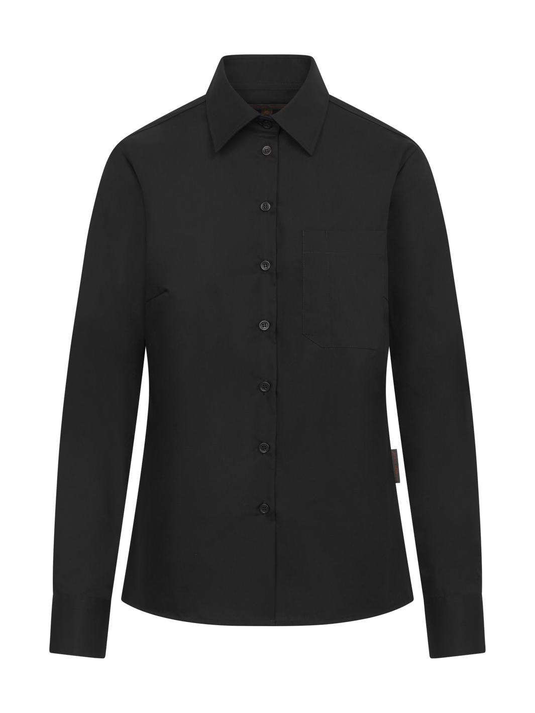 Naisten aavistuksen vartalonmyötäinen paitapusero mustassa värissä.