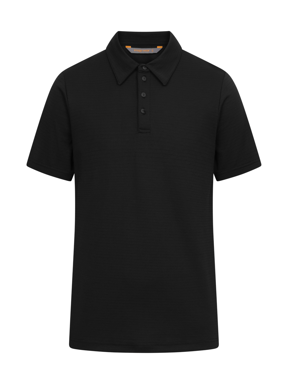 Musta antistaattinen lyhythihainen pikee-paita miesten mitoituksella.