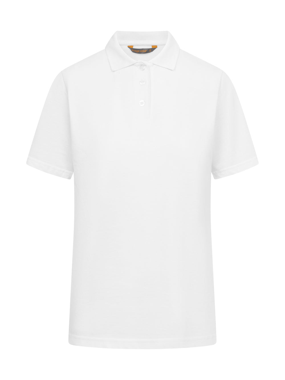 Naisten klassisen mallinen valkoinen pikeepaita.