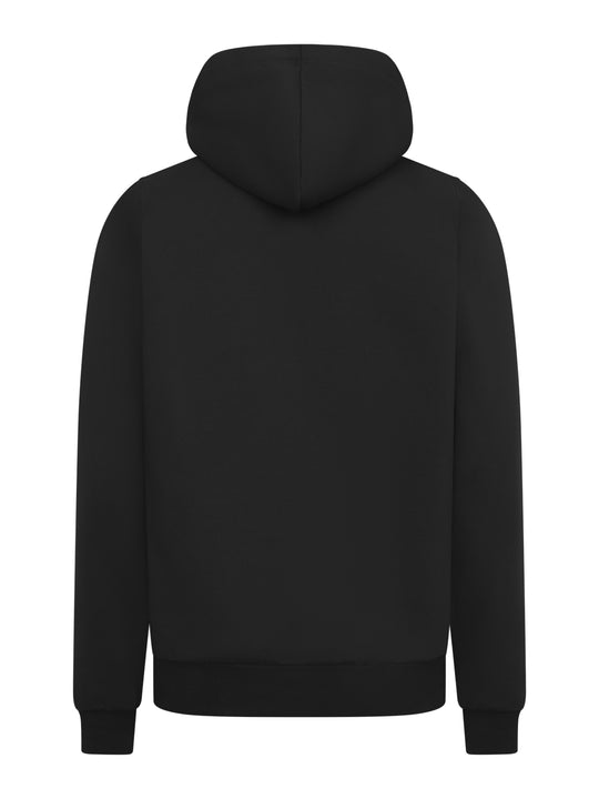 Musta collegetakki takaapäin kuvattuna.