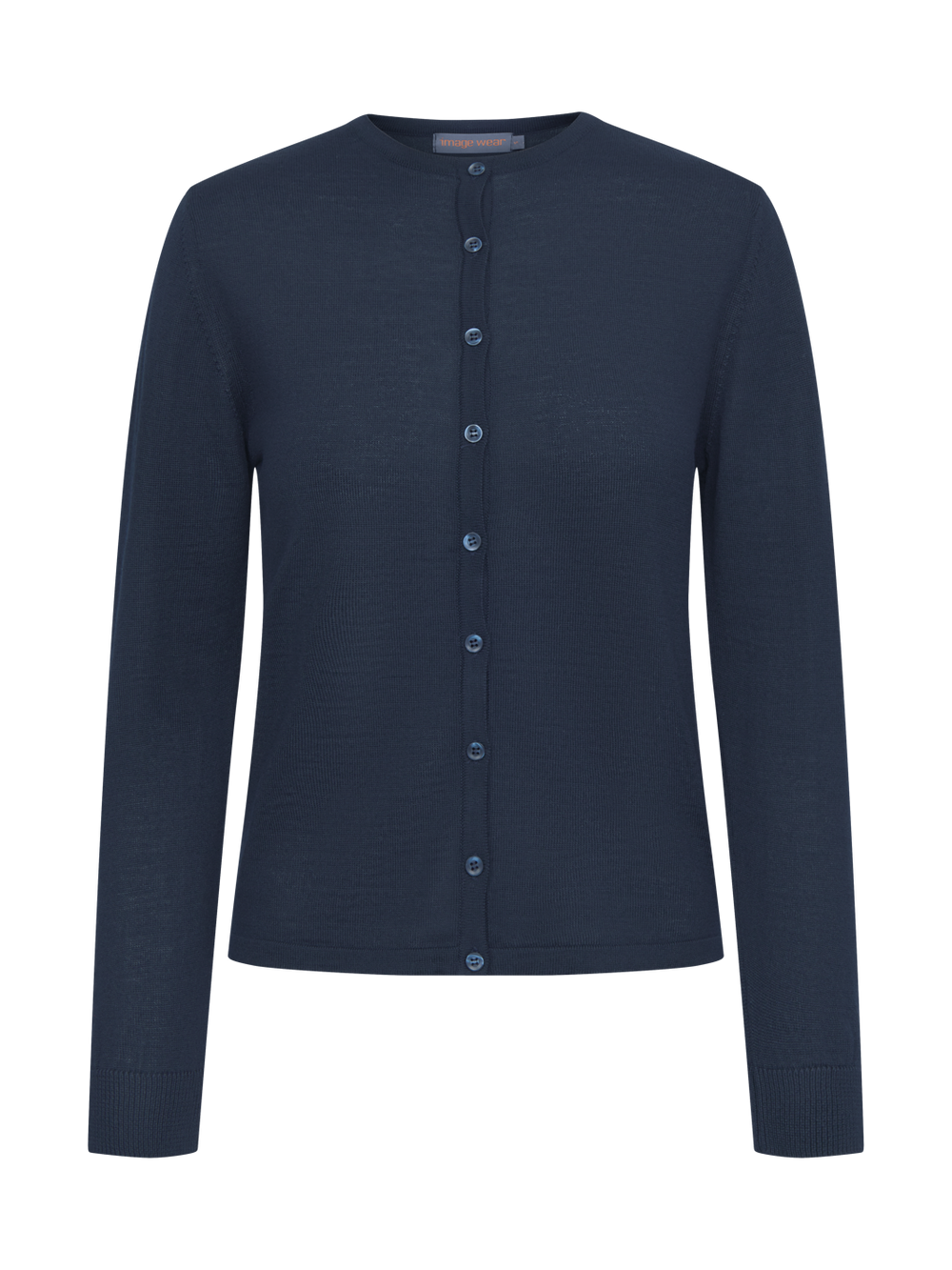 Naisten tummansininen villatakki napeilla.