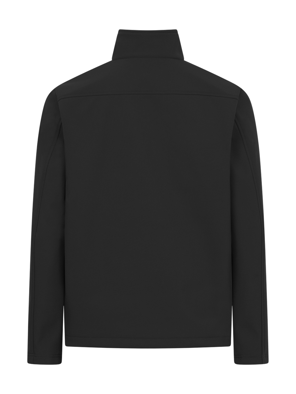 Miesten musta softshell takki takaapäin kuvattuna.