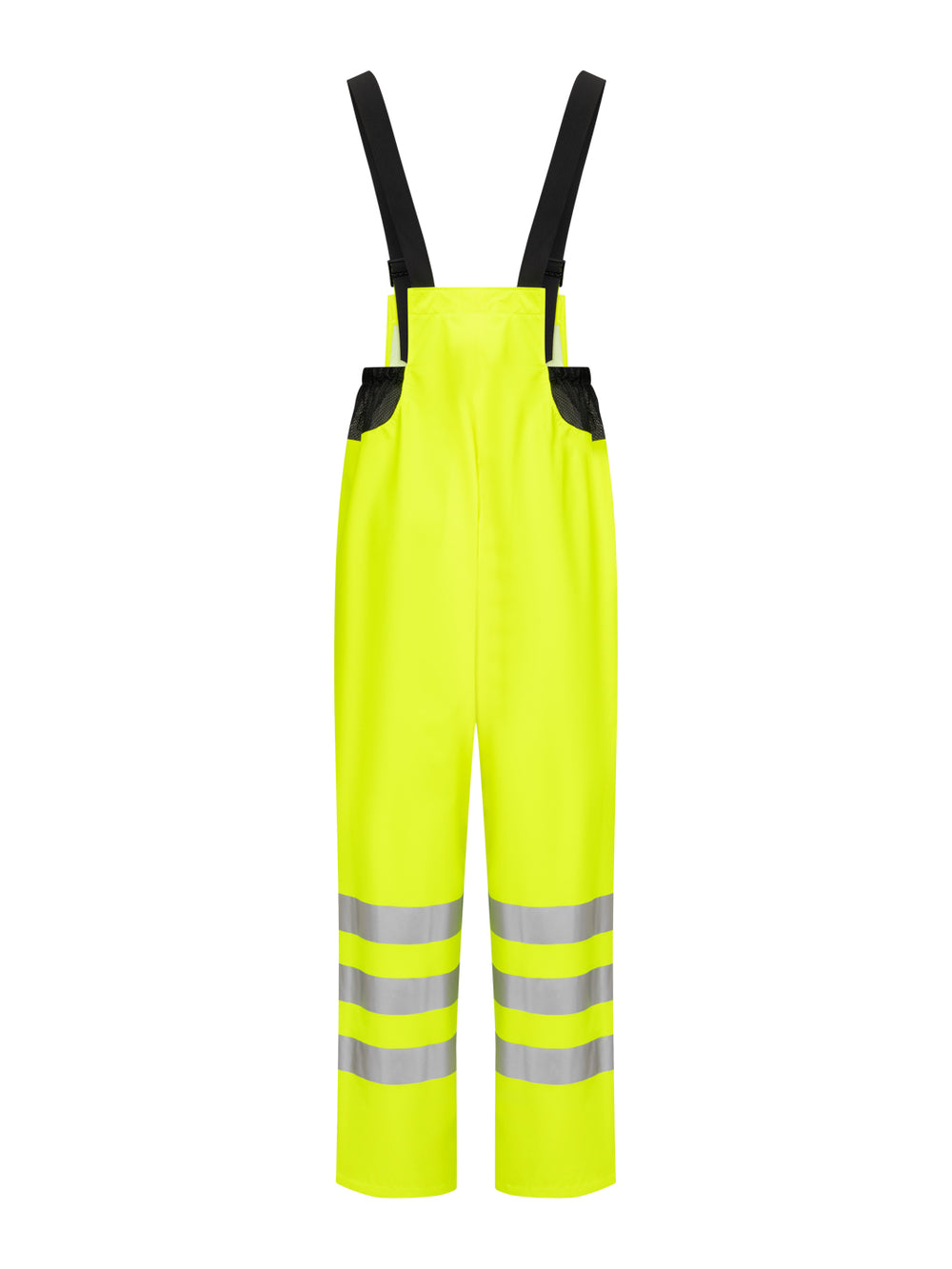 Keltaiset varoitusväriset sadehaalarit takaapäin kuvattuna.