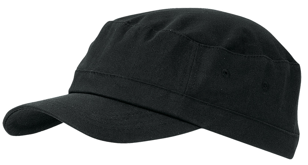 Musta Army-lippalakki. Saatavilla vain yksi koko, mutta kokoa voi säätää takaa.