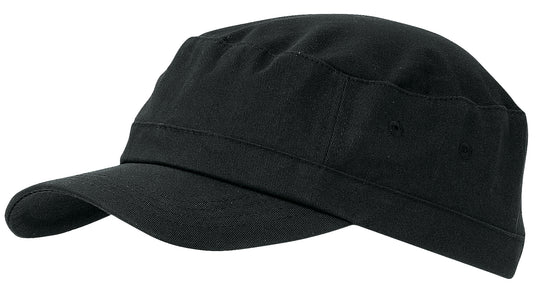 Musta Army-lippalakki. Saatavilla vain yksi koko, mutta kokoa voi säätää takaa.