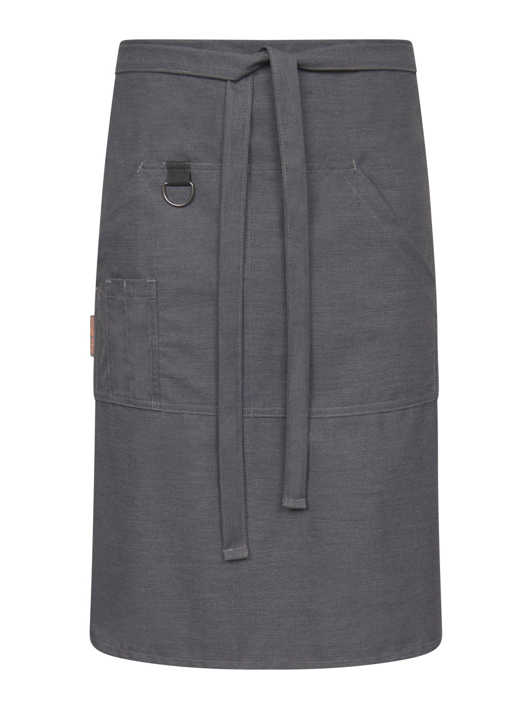 Image Wearin farkun sininen Bistro esiliina. Iso etutasku, jossa myös pienempi kynä/lusikkatasku sekä avainlenkki. Vyötärölle sidottava pitkä vyötärönauha. 
