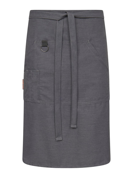 Image Wearin farkun sininen Bistro esiliina. Iso etutasku, jossa myös pienempi kynä/lusikkatasku sekä avainlenkki. Vyötärölle sidottava pitkä vyötärönauha. 