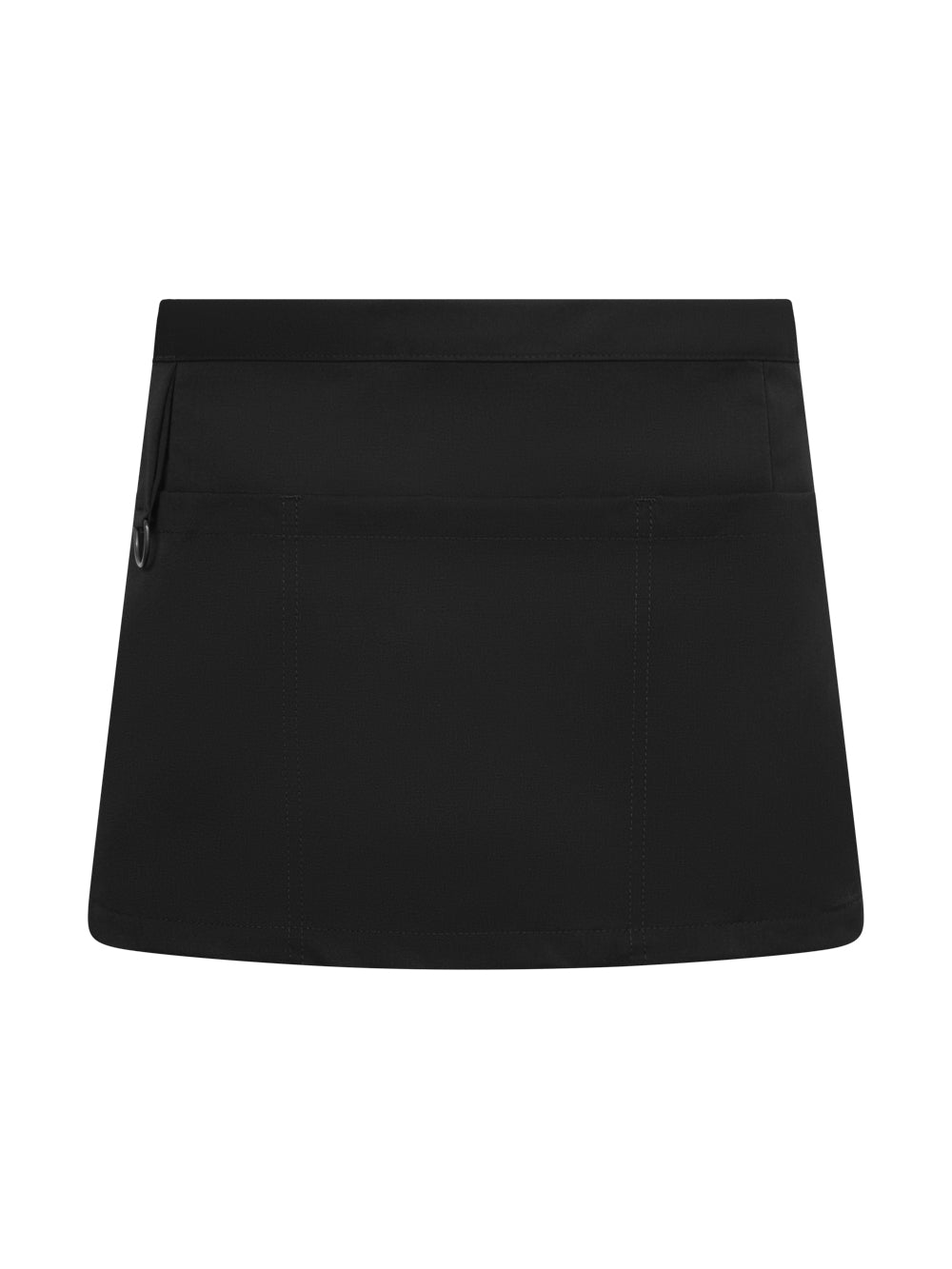 Musta säädettävä tarvike-esiliina kolmella taskulla.