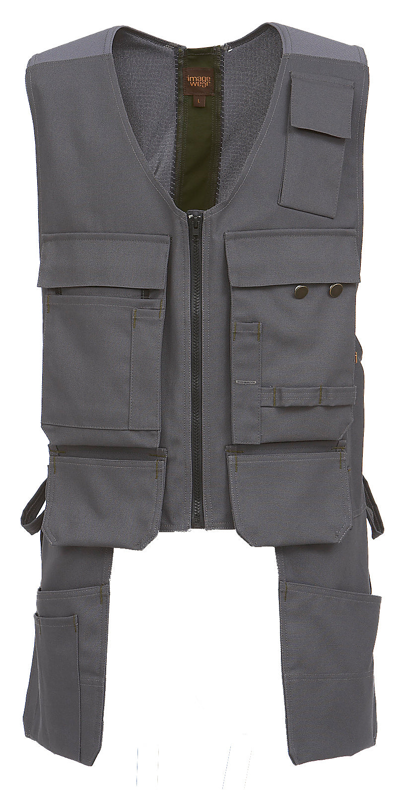 Work vest with hanging pockets
