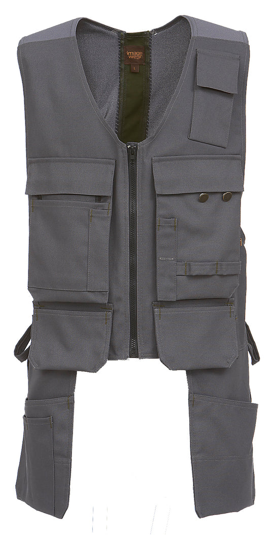 Work vest with hanging pockets
