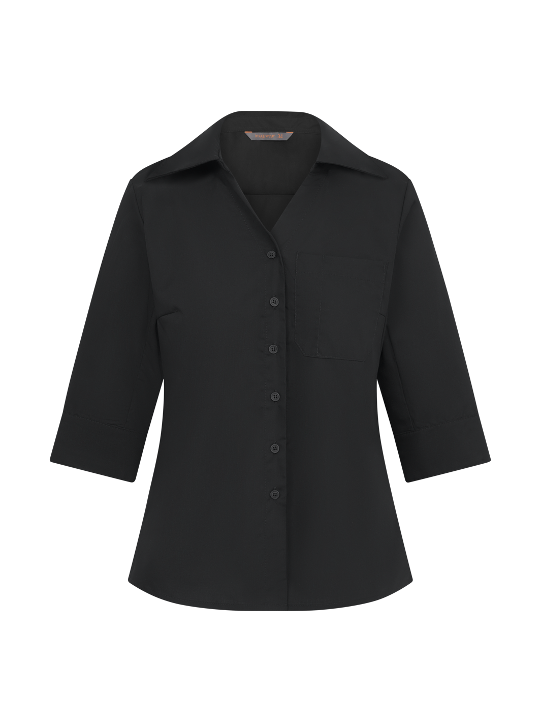 Naisten musta paitapusero 3/4 hihalla Image Wearin mallistosta. Aavistuksen tyköistuva. 