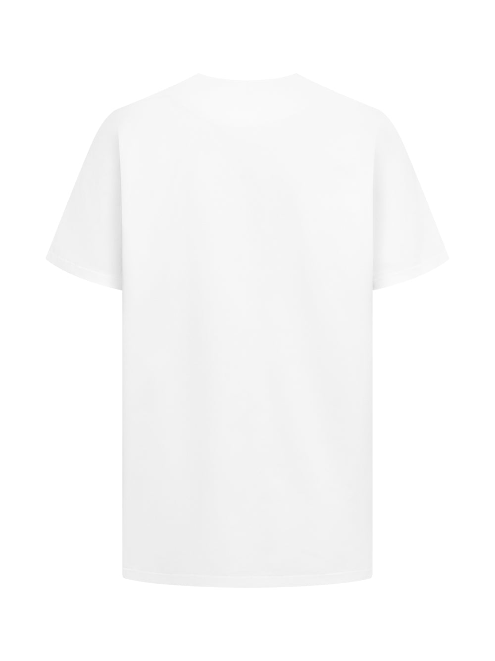 Valkoinen Vire-sarjan lyhythihainen toimipaikkapusero takaapäin kuvattuna. 