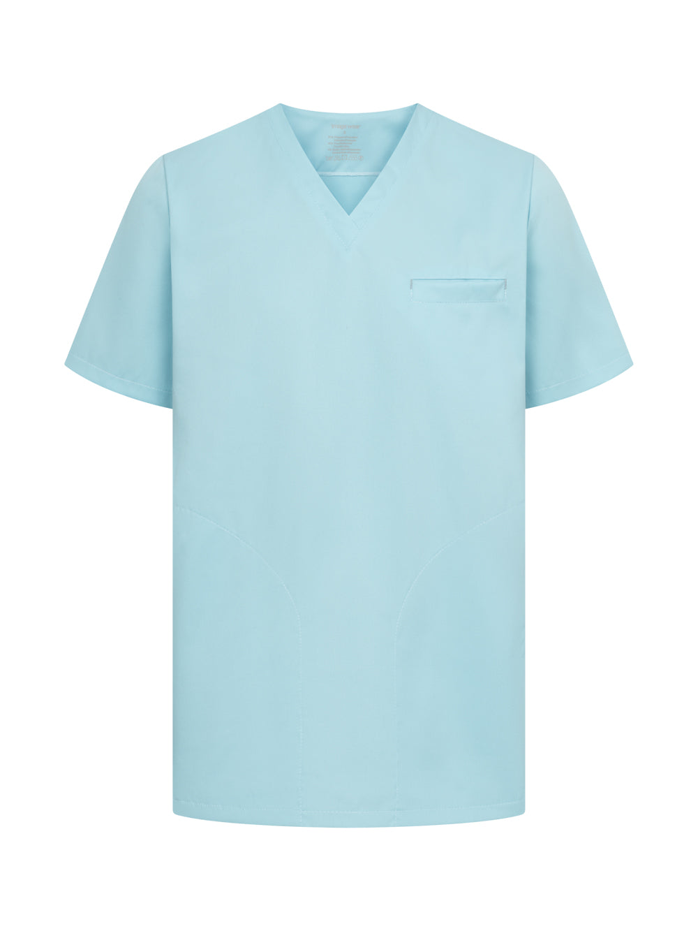 Turkoosi Vire-sarjan lyhythihainen toimipaikkapusero edestäpäin kuvattuna. 