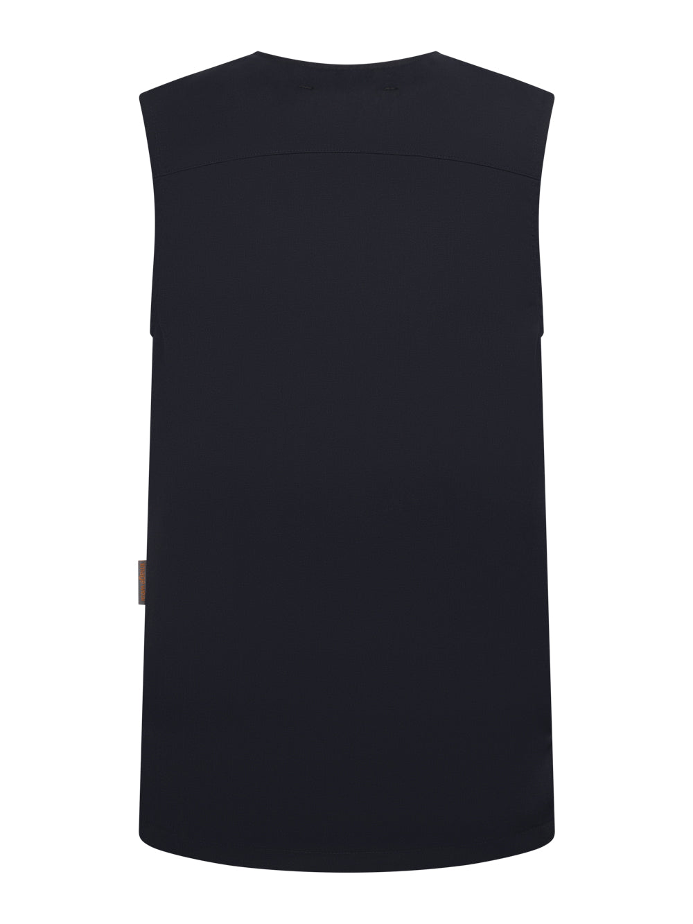 Tummansininen suora neppariliivi takaapäin kuvattuna. 