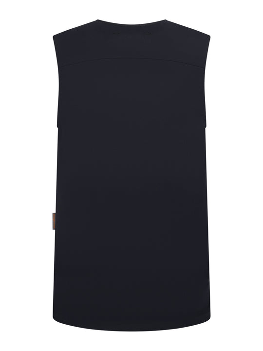 Tummansininen suora neppariliivi takaapäin kuvattuna. 