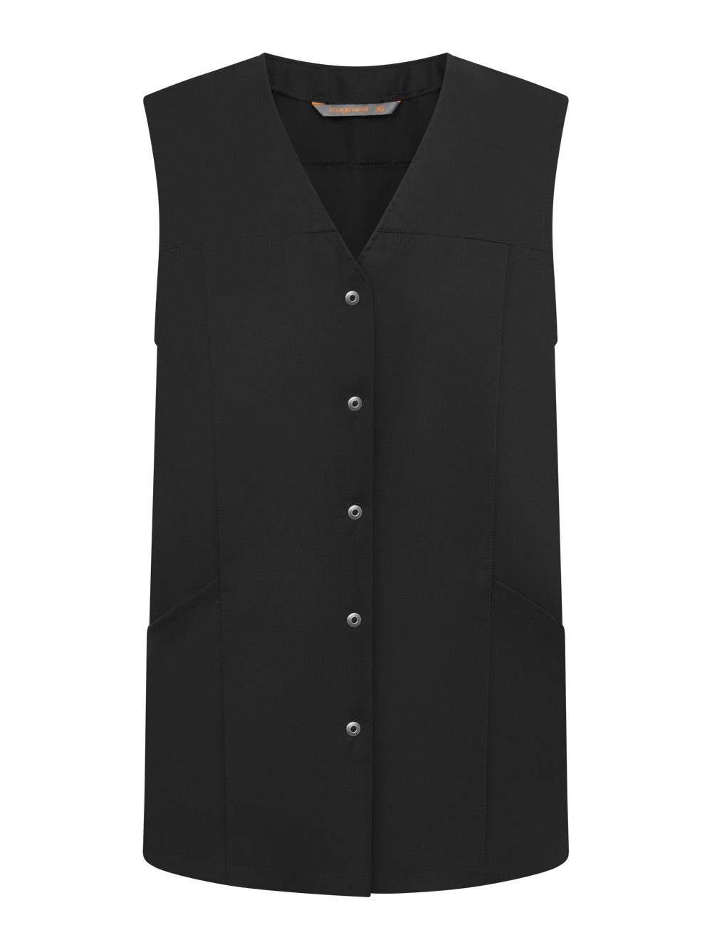 Musta kangasliivi. Nepparit edessä, v-pääntie. 