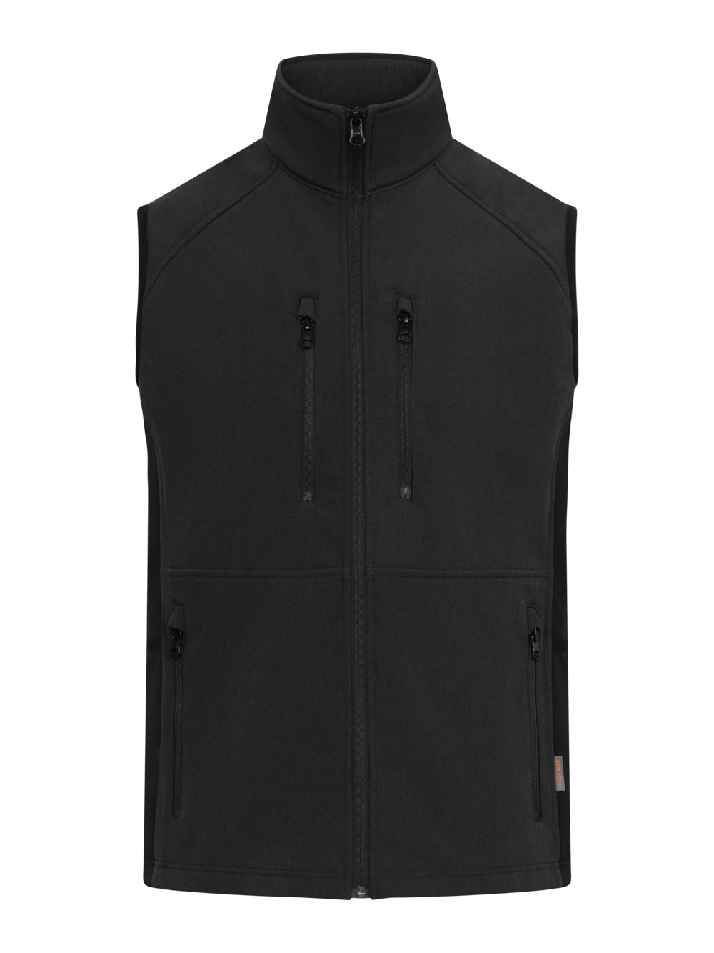 Meleeratun musta softhsell-liivi. Vetoketju edessä ja ala-ja ylätaskuissa. 