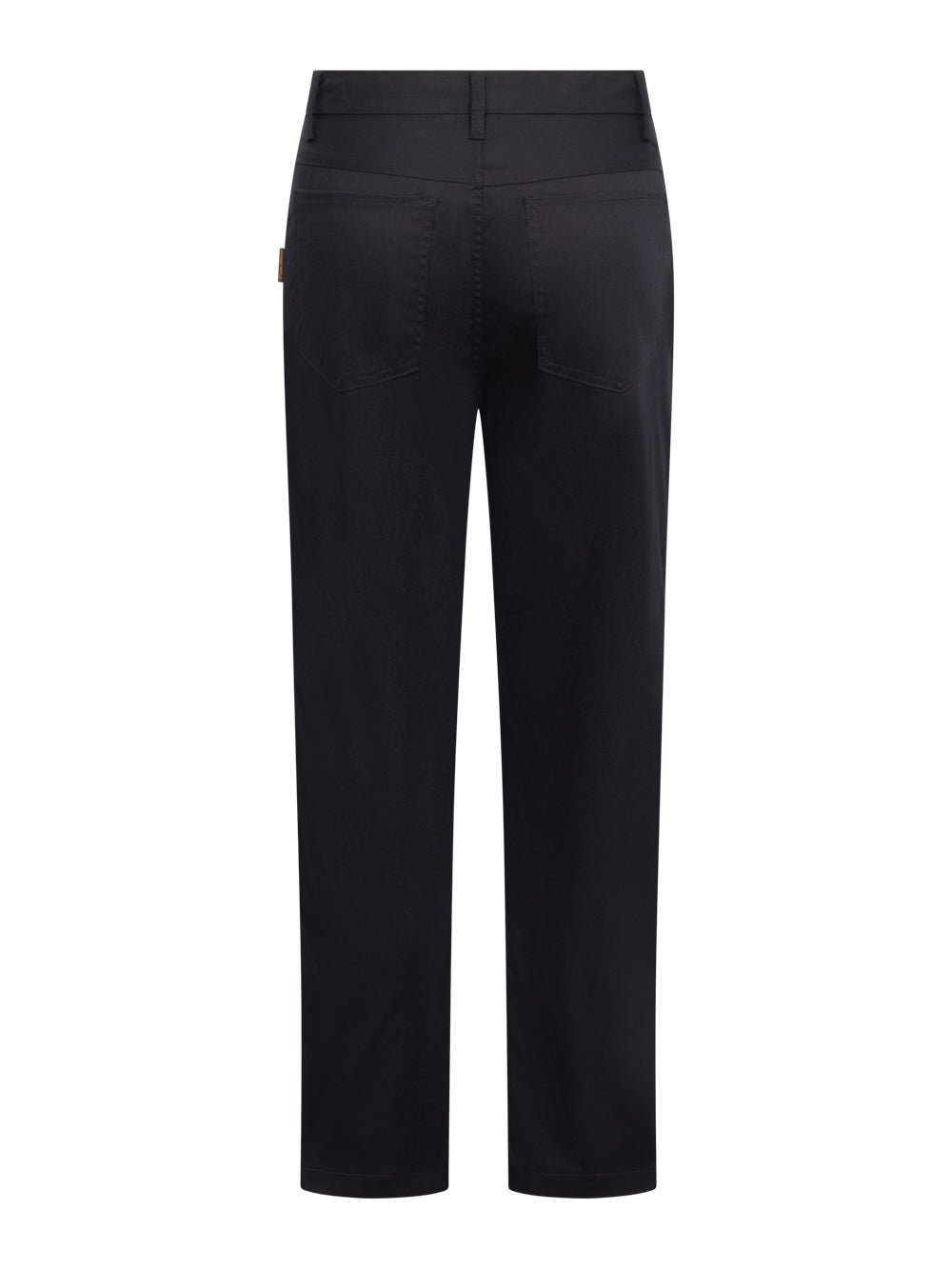 Tummansiniset farkkumalliset työhousut takaapäin kuvattuna. 