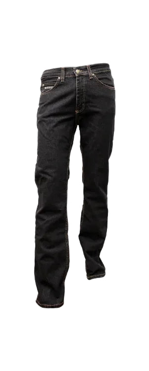 Miesten mustat työfarkut. Perinteinen 5-taskumalli. Vyölenkit. 