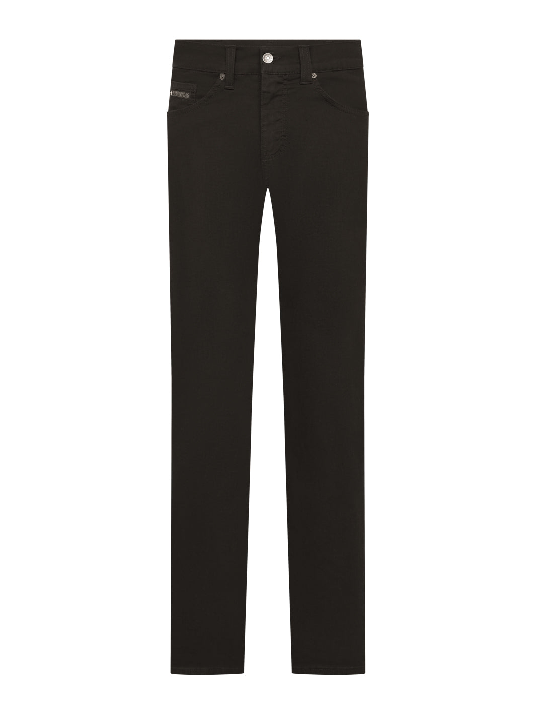 Miesten mustat työfarkut. Perinteinen 5-taskumalli. Workwear merkki oikeassa sivutaskussa. 