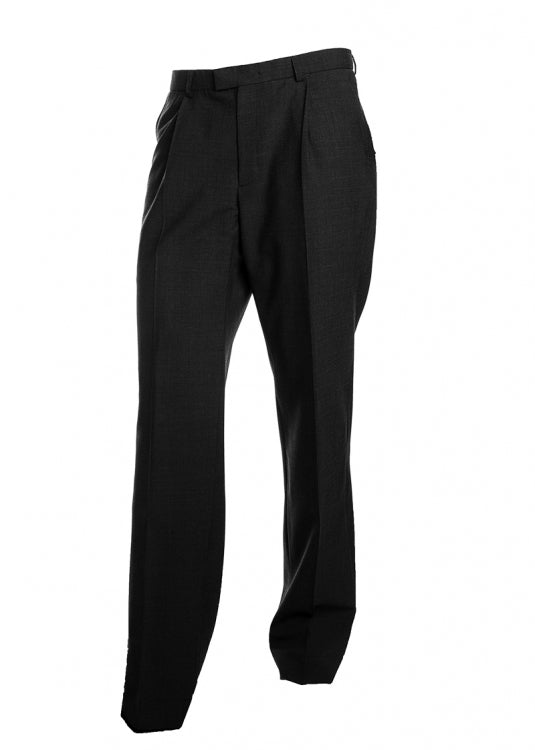 Tummanharmaat miesten suorat, vekilliset housut. 