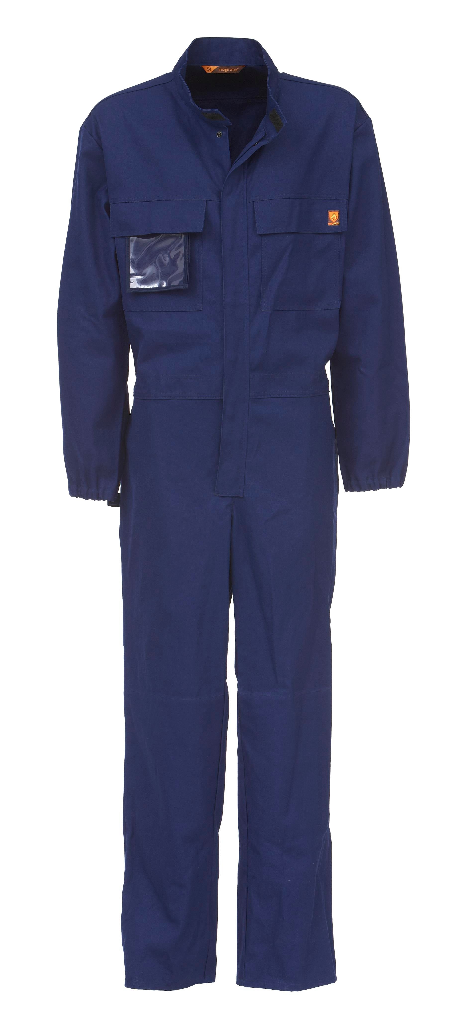 Tummansininen palosuojattu työhaalari. 