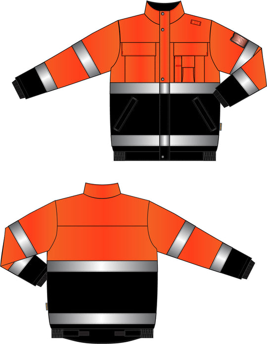 High-visibility winter coat with cold protection standard