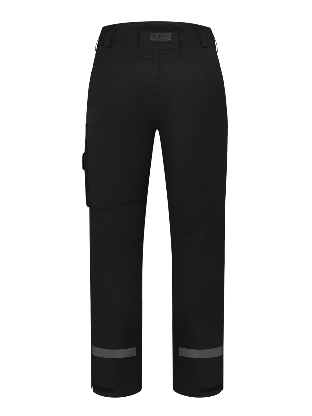 Mustat naisten Pyry talvihousut takaapäin kuvattuna. Takana lahkeissa heijastinnauhat. 