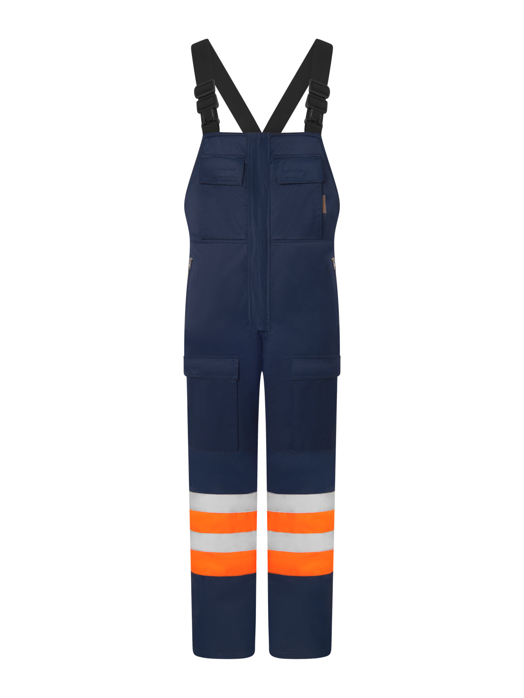 Image Wearin siniset talvihousut, joissa lämmin vanuvuori. Lämmittävä edestä ja takaa korotettu joustovyötärö. Edessä kaksilukkoinen vetoketju. Haalarin joustavat olkaimet ovat säädettävät. Edessä läpälliset rinta- ja reisitaskut. Heijastinnauhat lahkeissa.