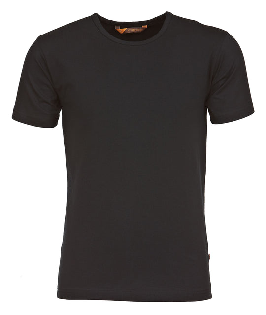 Musta lyhythihainen tyköistuva miesten T-paita. Joustava ja laadukas materiaali. 