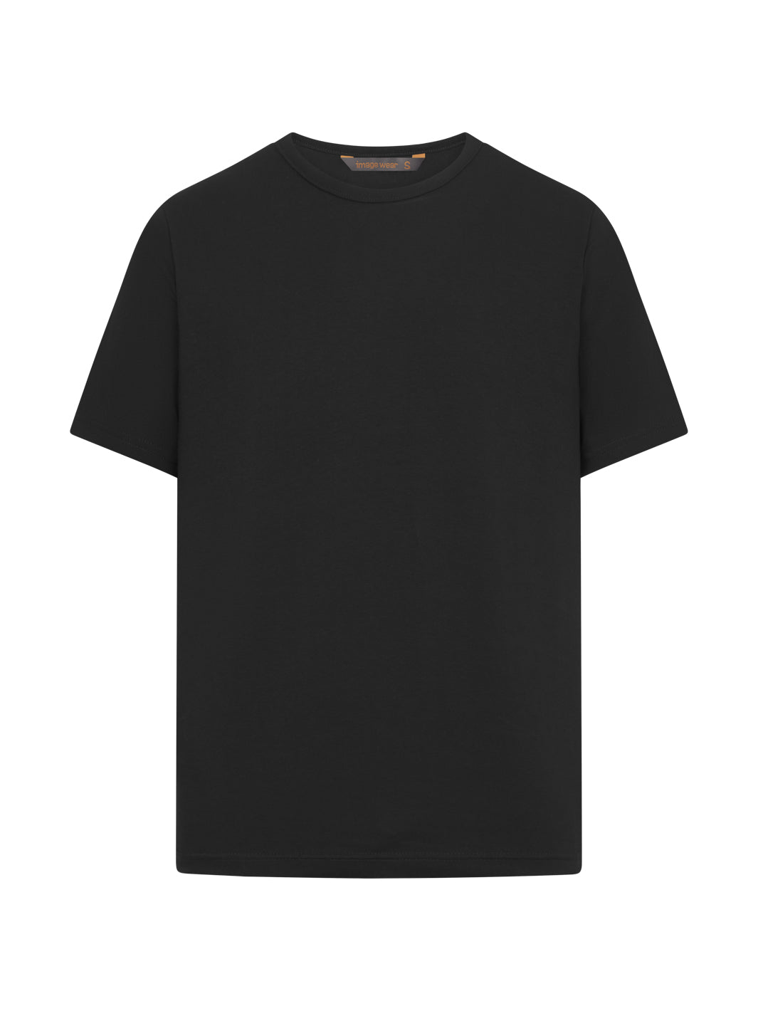 Kuvassa musta t-paita pyöreällä pääntiellä. 