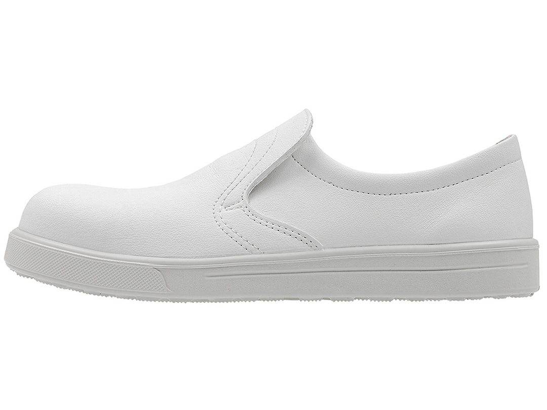 Kuvassa Sievin Alfa White S2 on nopeasti ja helposti puettava, klassinen turvajalkine kevyellä alumiinivarvassuojalla.