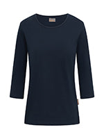 Naisten tummansininen trikoopaita 3/4-hihalla. 