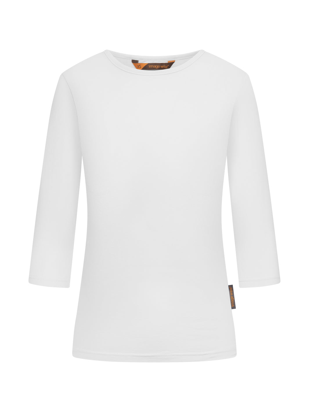 Naisten valkoinen trikoopaita 3/4-hihalla. 