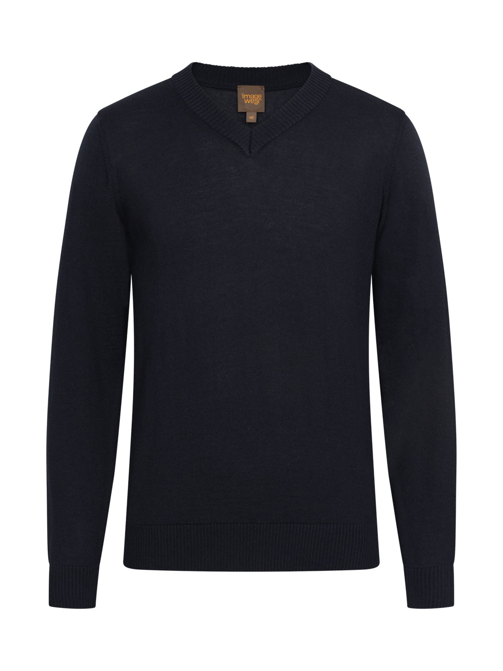 Tummansininen neulepaita Image Wearin mallistosta. V-pääntie. 