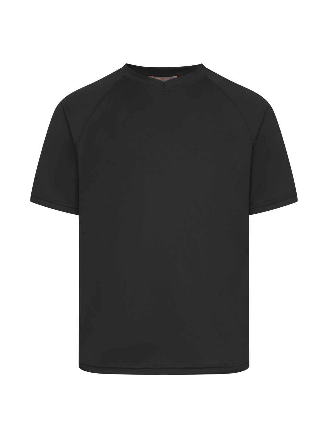 Musta tekninen t-paita. Suora malli, pyöreä pääntie. 