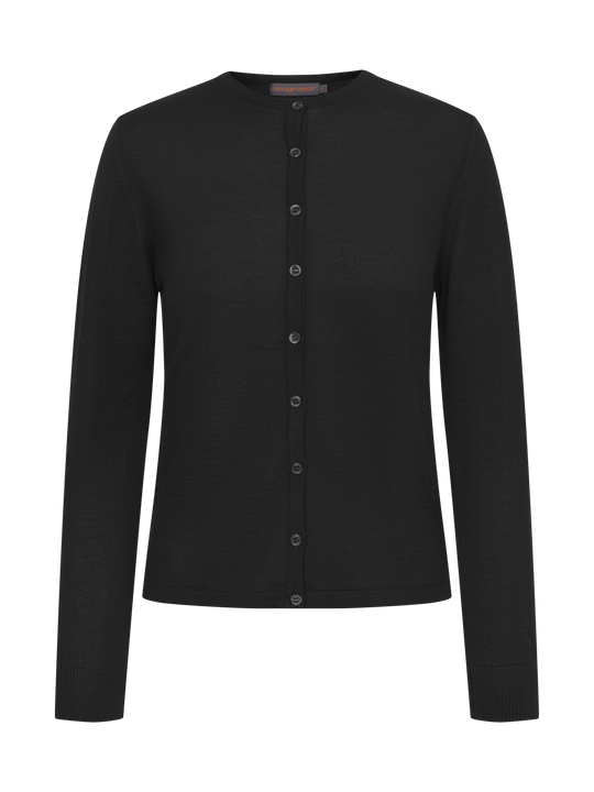 Naisten musta villatakki napeilla. 