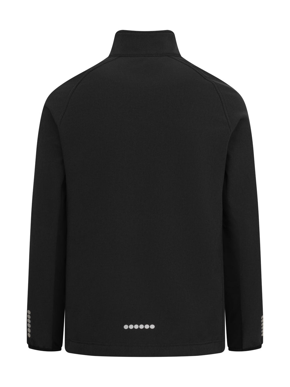 Meleerattu musta softshell-takki takaapäin kuvattuna. 