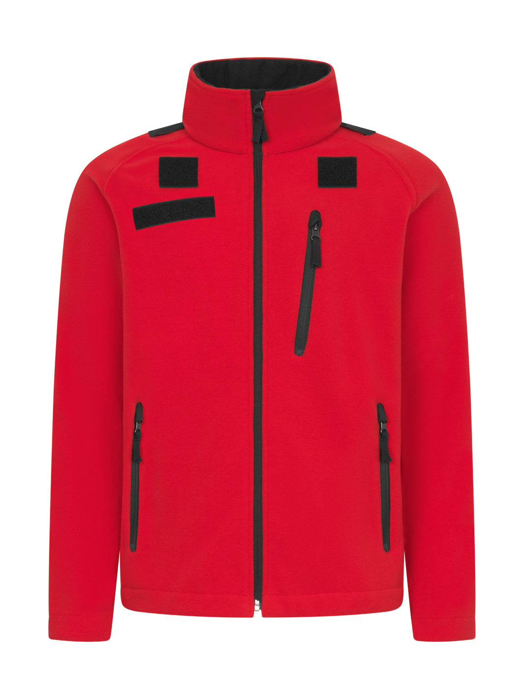 Punainen fleecetakki ensihoidon ammattilaisille. Takissa on näppärä vetoketjullinen rintatasku sekä alataskut ja pehmeä kaulusfleece pitää kaulan lämpimänä kylmälläkin säällä. Takin takahelmaa on pidennetty. Tarrapaikat.