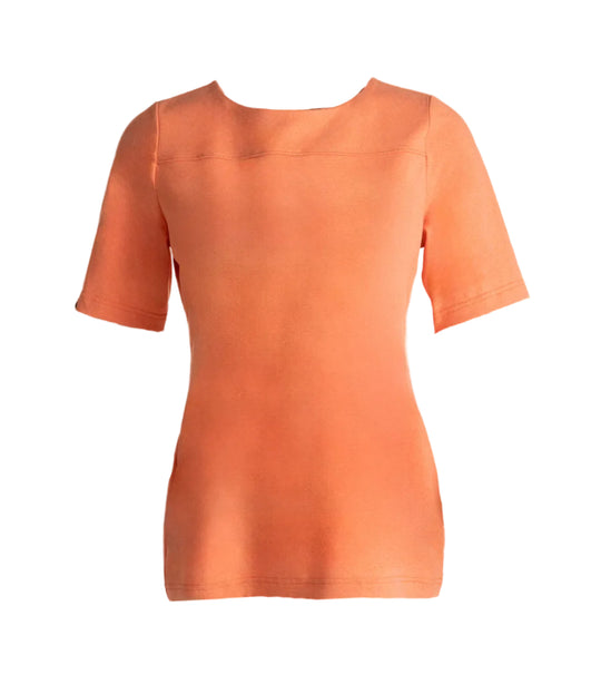 Kuvassa Image Wearin oranssi naisten Softy T-paita. Pyöreä pääntie. Etukaarrokkeessa sauma.