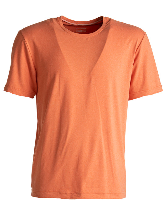 Oranssi lyhythihainen t-paita pyöreällä pääntiellä. 