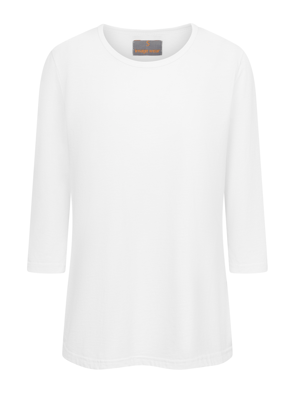 Naisten valkoinen trikoopaita 3/4-mittaisilla hihoilla. 