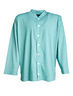 Kuvassa turkoosin värinen trikoinen pyjaman takki. 