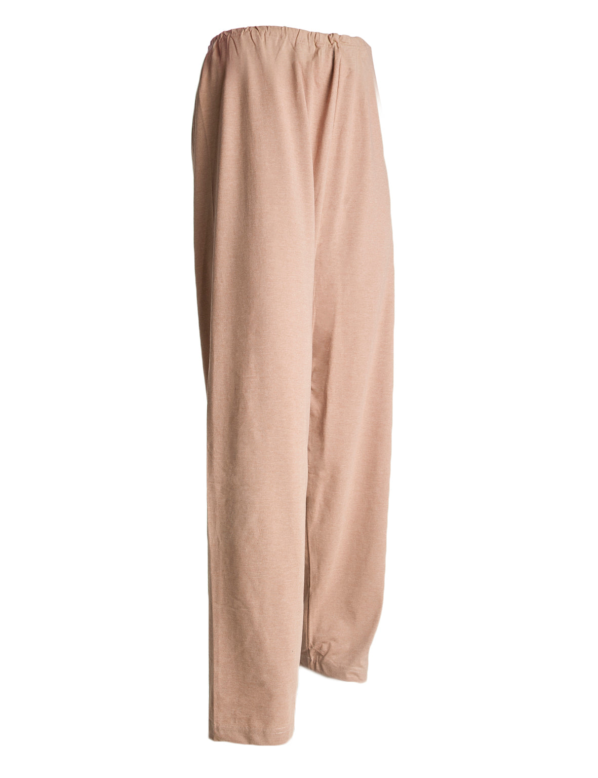 Ruskeat  trikoiset pyjamanhousut. Kuminauhavyötärö. Suorat lahkeet. 